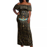 Ankh Horus Scarab Egyptian Off Shoulder Maxi Dress Ancient Egypt - African Spiritual Legacy - African Pride
