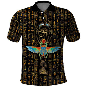 Ankh Horus Scarab Egyptian Polo Shirt Ancient Egypt - African Spiritual Legacy - African Pride