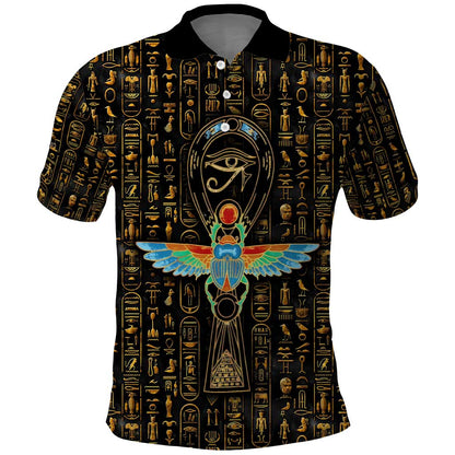 Ankh Horus Scarab Egyptian Polo Shirt Ancient Egypt - African Spiritual Legacy - African Pride