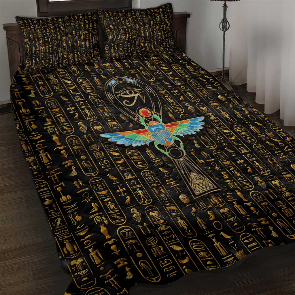 Ankh Horus Scarab Egyptian Quilt Bed Set Ancient Egypt - African Spiritual Legacy - African Pride