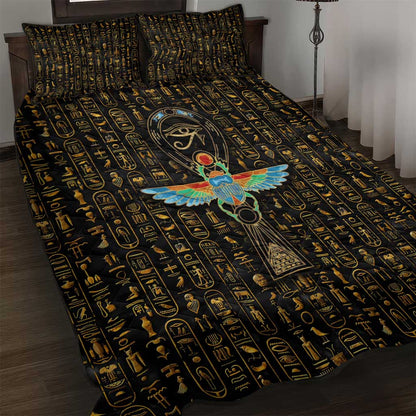 Ankh Horus Scarab Egyptian Quilt Bed Set Ancient Egypt - African Spiritual Legacy - African Pride