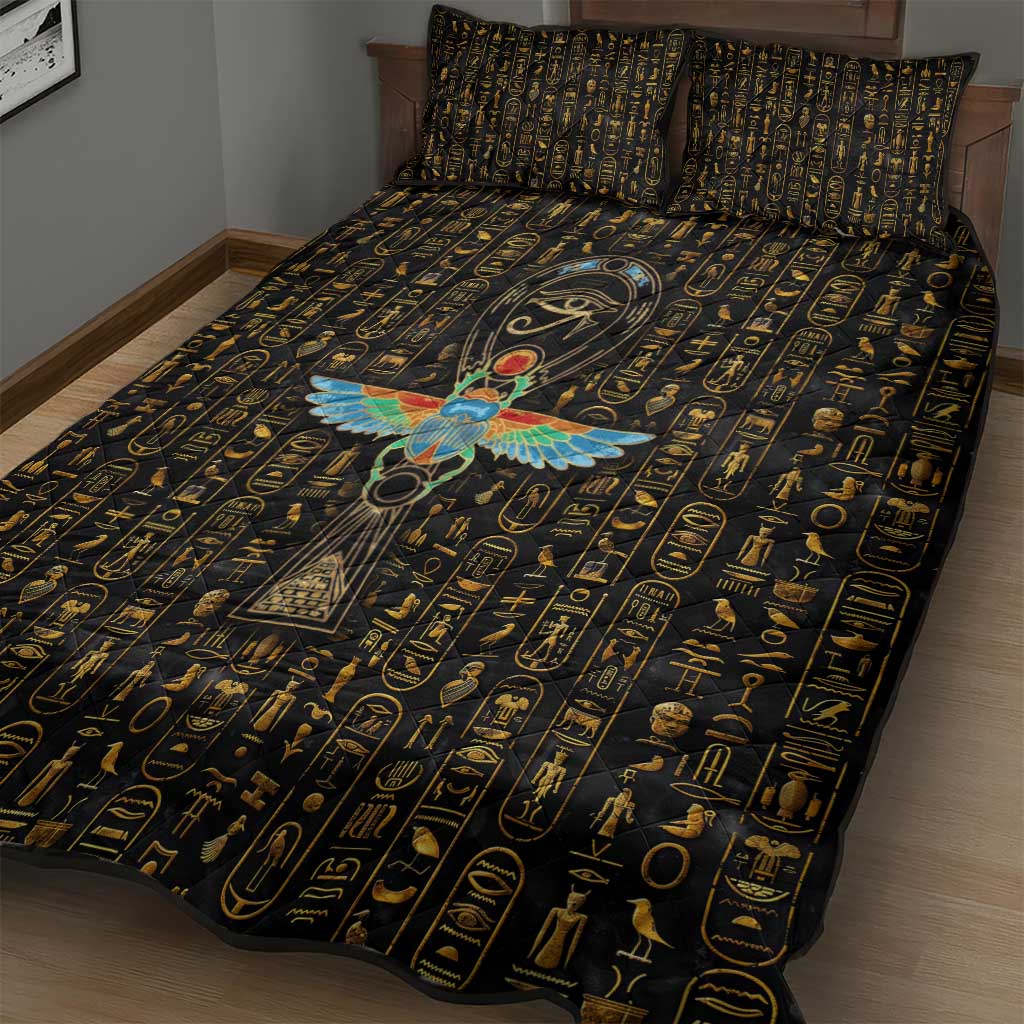 Ankh Horus Scarab Egyptian Quilt Bed Set Ancient Egypt - African Spiritual Legacy - African Pride