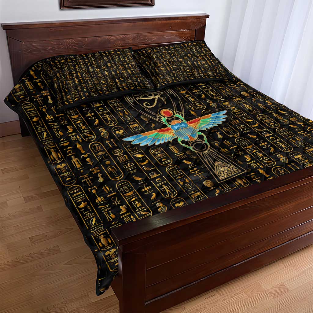 Ankh Horus Scarab Egyptian Quilt Bed Set Ancient Egypt - African Spiritual Legacy - African Pride