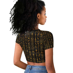 Ankh Horus Scarab Egyptian Raglan Cropped T shirt Ancient Egypt - African Spiritual Legacy - African Pride