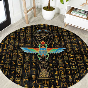 Ankh Horus Scarab Egyptian Round Carpet Ancient Egypt - African Spiritual Legacy - African Pride