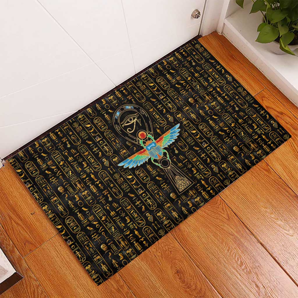 Ankh Horus Scarab Egyptian Rubber Doormat Ancient Egypt - African Spiritual Legacy - African Pride