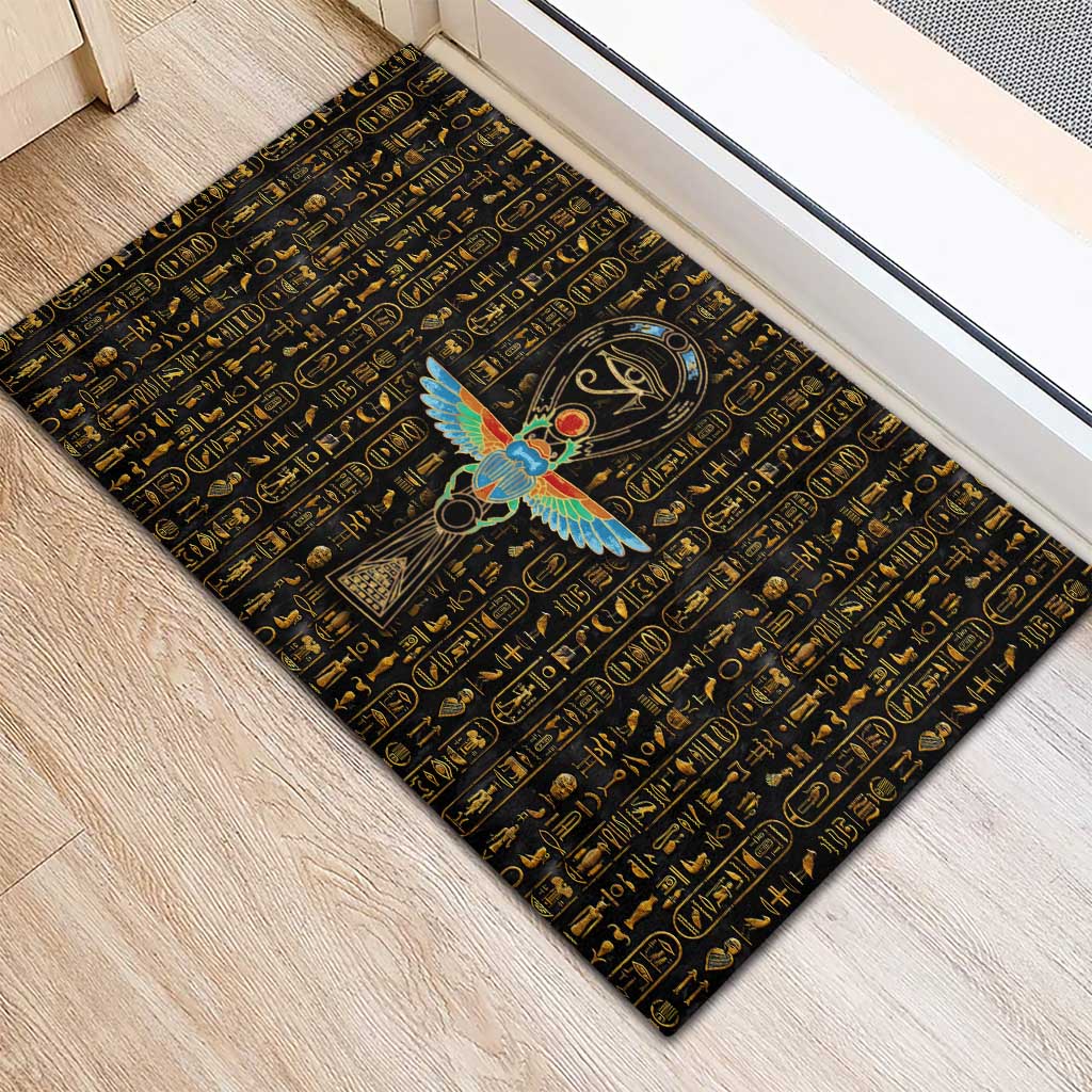 Ankh Horus Scarab Egyptian Rubber Doormat Ancient Egypt - African Spiritual Legacy - African Pride