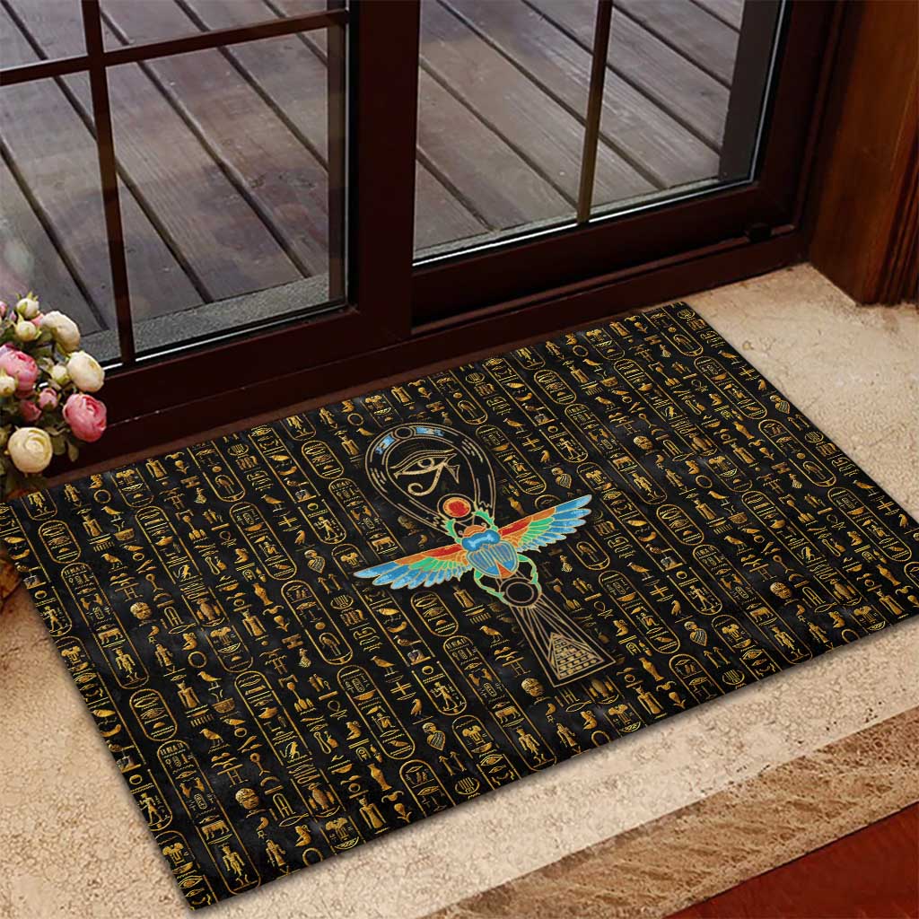 Ankh Horus Scarab Egyptian Rubber Doormat Ancient Egypt - African Spiritual Legacy - African Pride