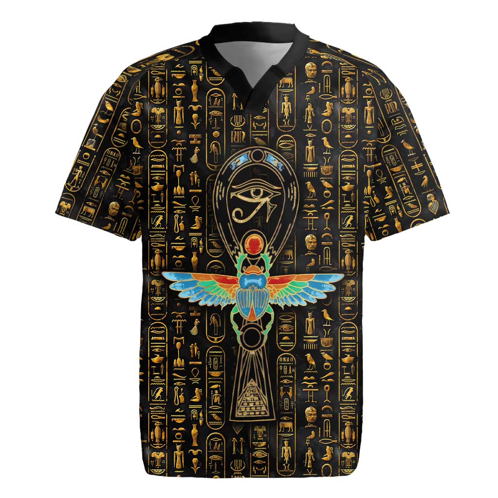 Ankh Horus Scarab Egyptian Rugby Jersey Ancient Egypt - African Spiritual Legacy - African Pride