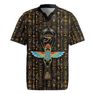 Ankh Horus Scarab Egyptian Rugby Jersey Ancient Egypt - African Spiritual Legacy - African Pride