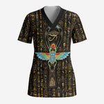 Ankh Horus Scarab Egyptian Scrub Top Ancient Egypt - African Spiritual Legacy - African Pride