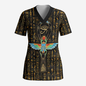 Ankh Horus Scarab Egyptian Scrub Top Ancient Egypt - African Spiritual Legacy - African Pride