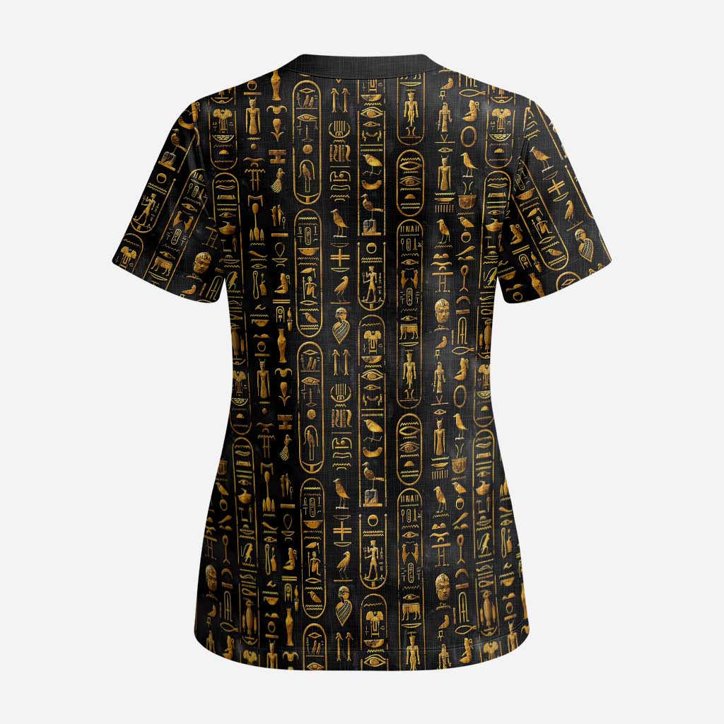 Ankh Horus Scarab Egyptian Scrub Top Ancient Egypt - African Spiritual Legacy - African Pride