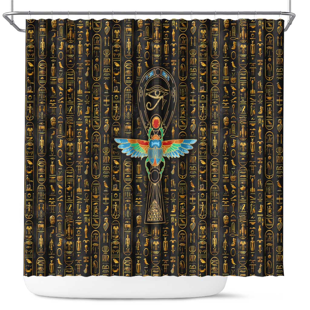 Ankh Horus Scarab Egyptian Shower Curtain Ancient Egypt - African Spiritual Legacy - African Pride