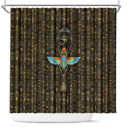 Ankh Horus Scarab Egyptian Shower Curtain Ancient Egypt - African Spiritual Legacy - African Pride