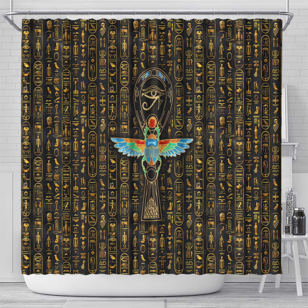 Ankh Horus Scarab Egyptian Shower Curtain Ancient Egypt - African Spiritual Legacy - African Pride