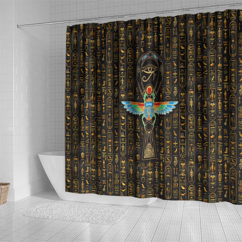 Ankh Horus Scarab Egyptian Shower Curtain Ancient Egypt - African Spiritual Legacy - African Pride