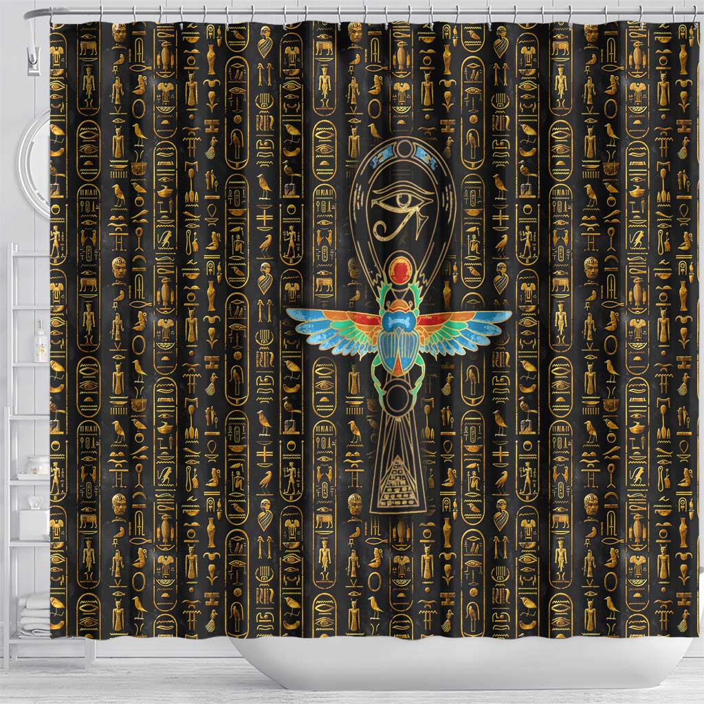 Ankh Horus Scarab Egyptian Shower Curtain Ancient Egypt - African Spiritual Legacy - African Pride