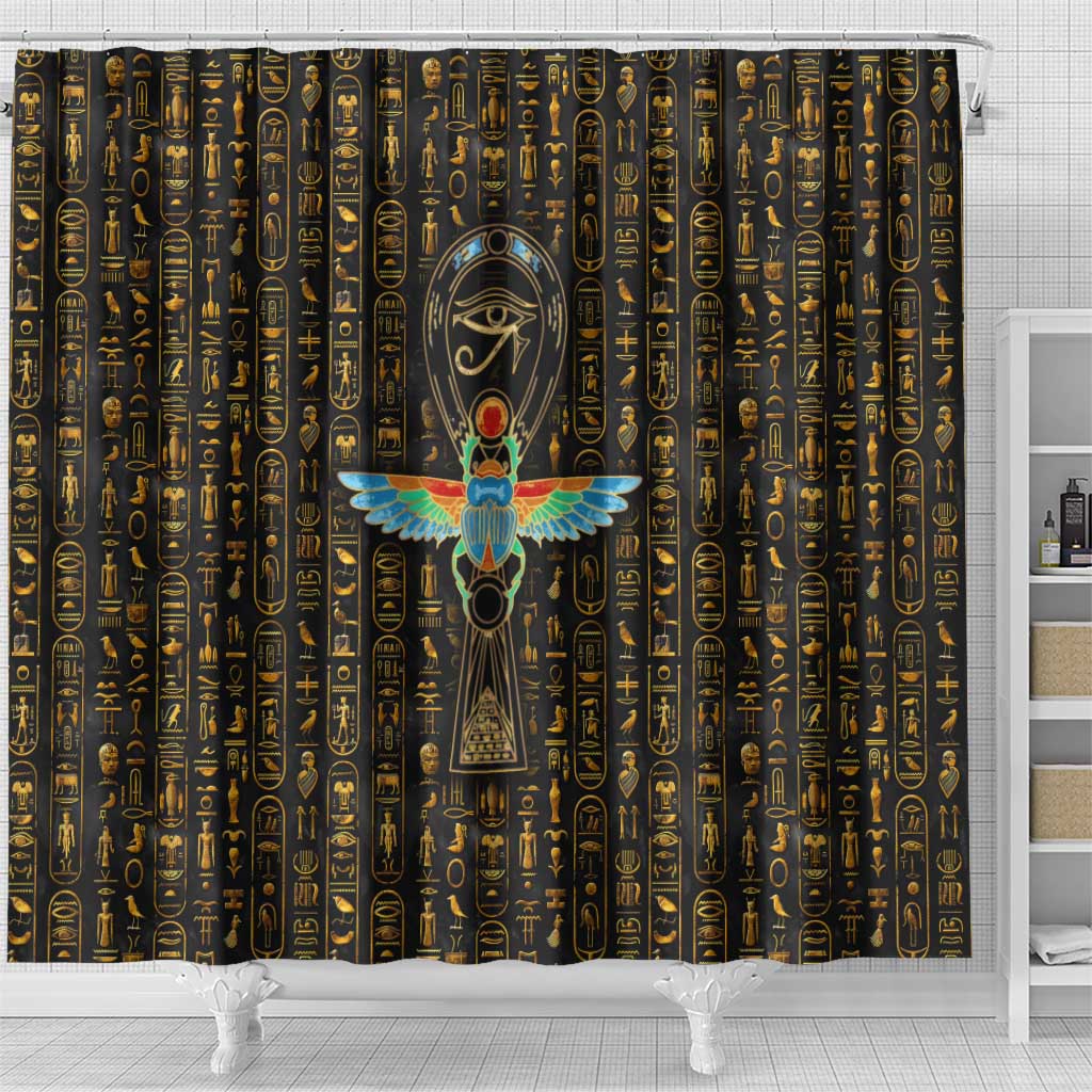 Ankh Horus Scarab Egyptian Shower Curtain Ancient Egypt - African Spiritual Legacy - African Pride