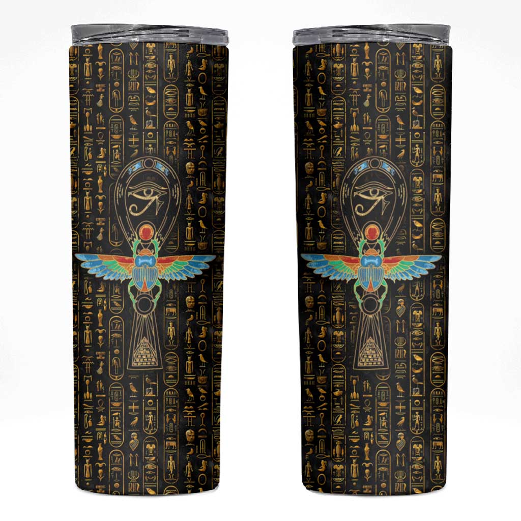 Ankh Horus Scarab Egyptian Skinny Tumbler Ancient Egypt - African Spiritual Legacy - African Pride