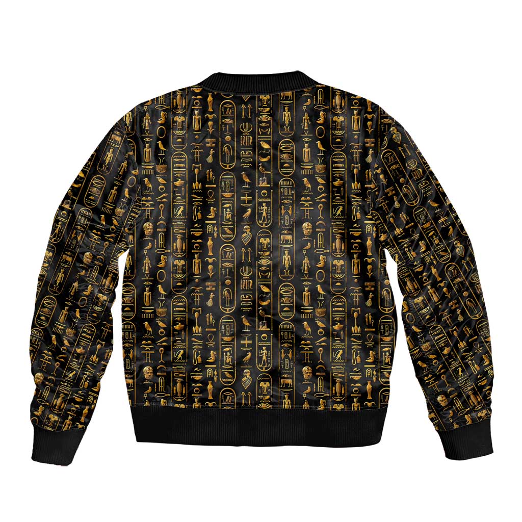 Ankh Horus Scarab Egyptian Sleeve Zip Bomber Jacket Ancient Egypt - African Spiritual Legacy - African Pride