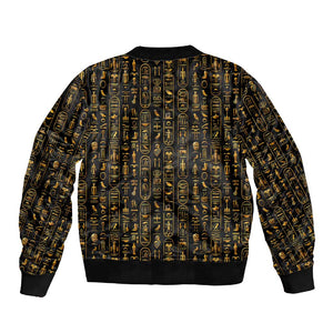 Ankh Horus Scarab Egyptian Sleeve Zip Bomber Jacket Ancient Egypt - African Spiritual Legacy - African Pride