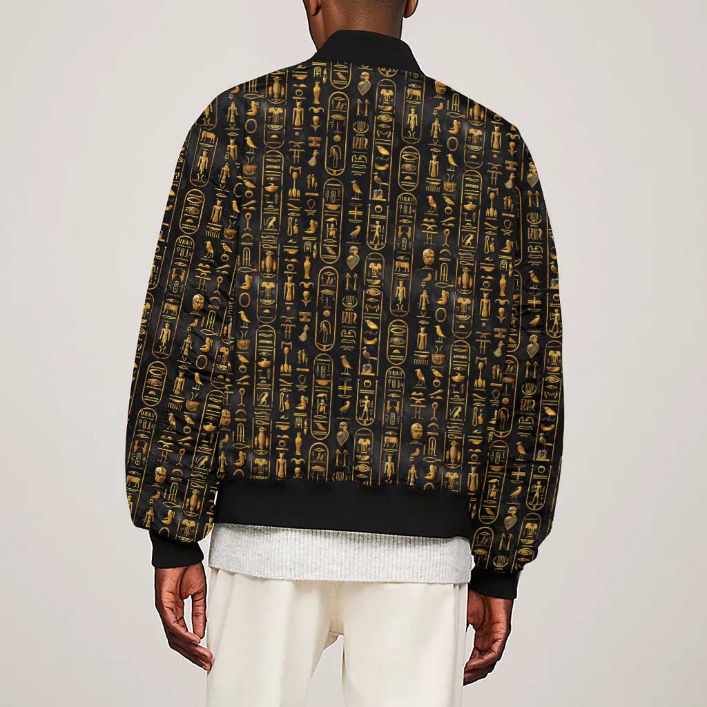 Ankh Horus Scarab Egyptian Sleeve Zip Bomber Jacket Ancient Egypt - African Spiritual Legacy - African Pride