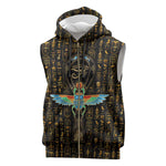 Ankh Horus Scarab Egyptian Sleeveless Zip Hoodie Ancient Egypt - African Spiritual Legacy - African Pride
