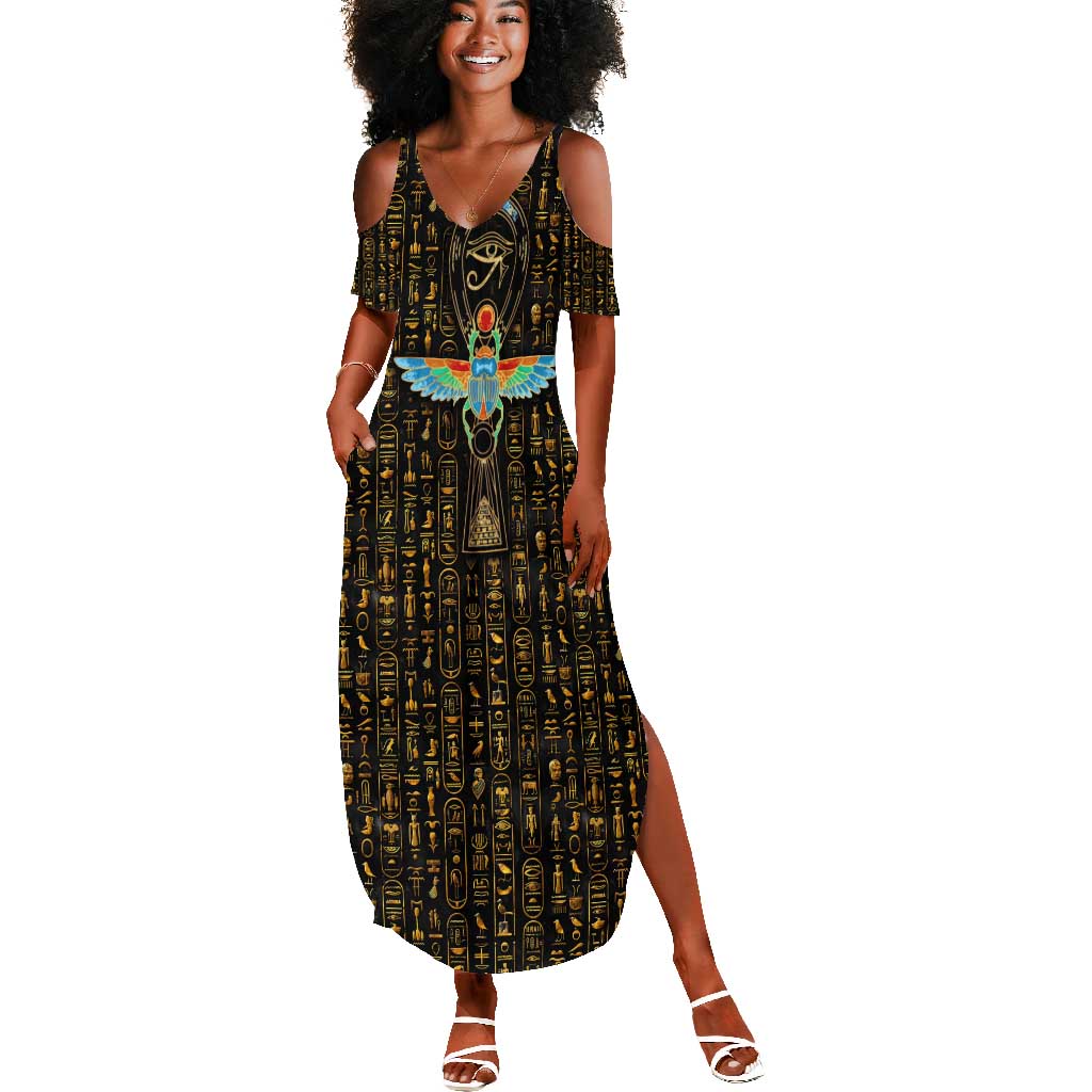 Ankh Horus Scarab Egyptian Summer Maxi Dress Ancient Egypt - African Spiritual Legacy - African Pride