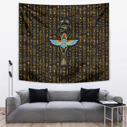 Ankh Horus Scarab Egyptian Tapestry Ancient Egypt - African Spiritual Legacy - African Pride