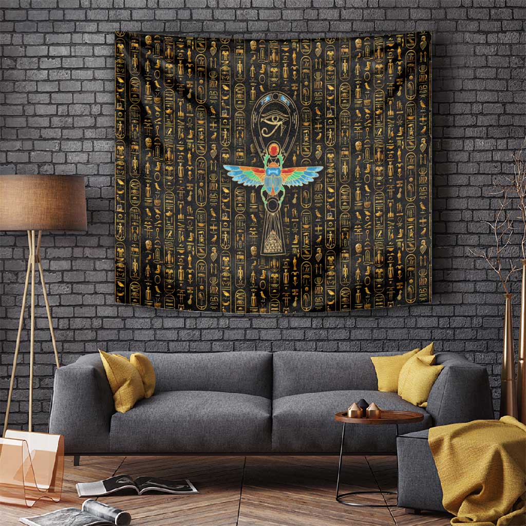 Ankh Horus Scarab Egyptian Tapestry Ancient Egypt - African Spiritual Legacy - African Pride