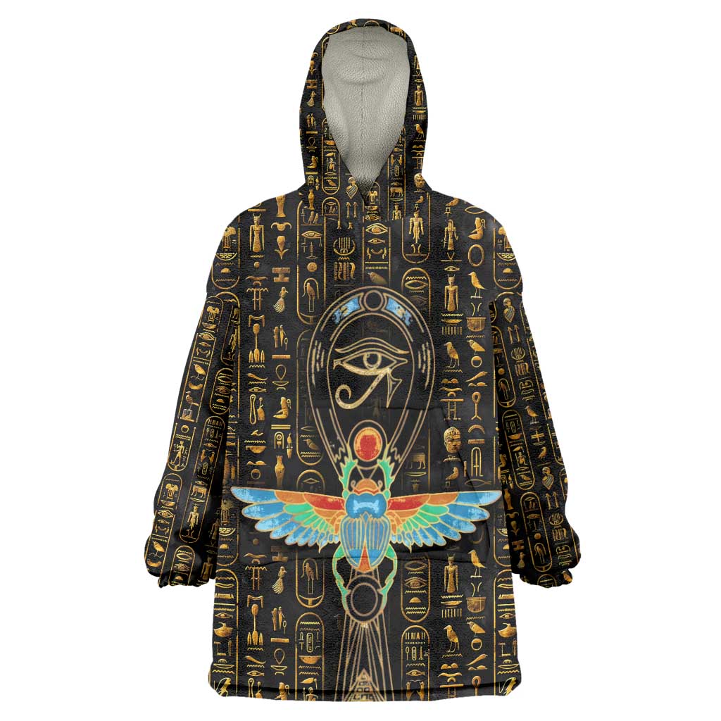 Ankh Horus Scarab Egyptian Wearable Blanket Hoodie Ancient Egypt - African Spiritual Legacy - African Pride
