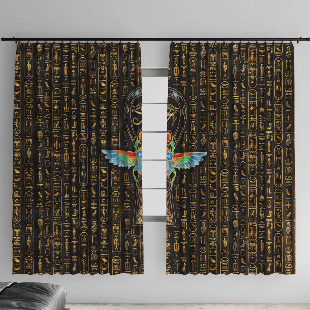 Ankh Horus Scarab Egyptian Window Curtain Ancient Egypt - African Spiritual Legacy - African Pride