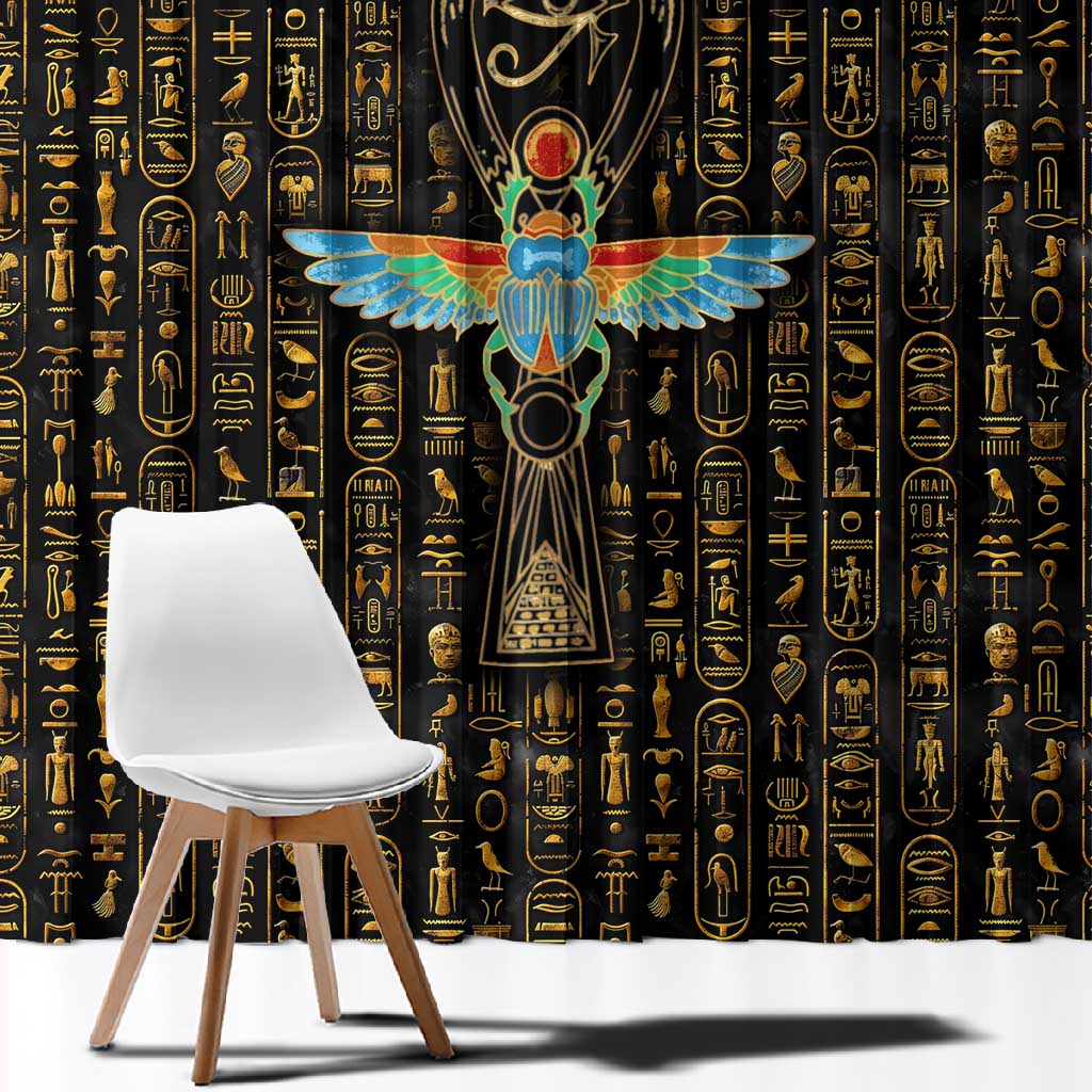 Ankh Horus Scarab Egyptian Window Curtain Ancient Egypt - African Spiritual Legacy - African Pride