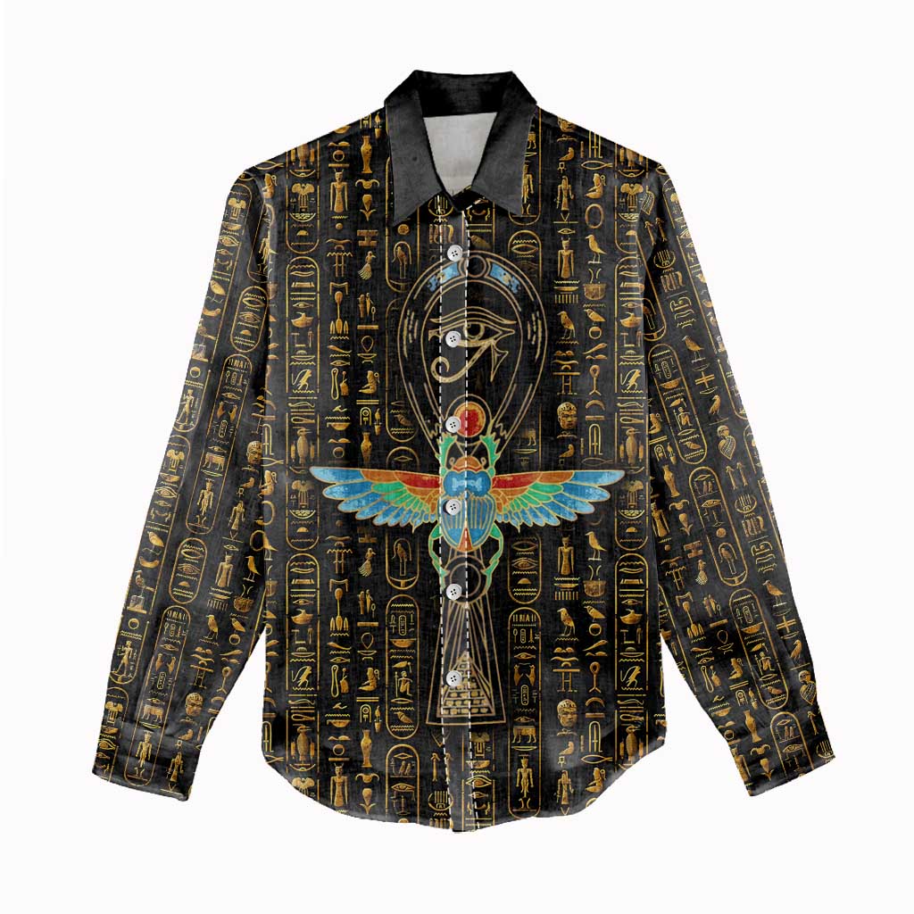 Ankh Horus Scarab Egyptian Women Casual Shirt Ancient Egypt - African Spiritual Legacy - African Pride