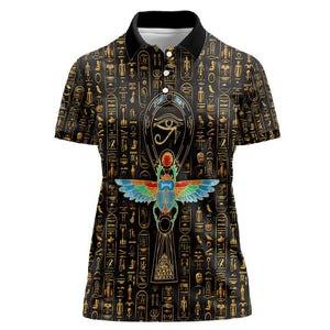 Ankh Horus Scarab Egyptian Women Polo Shirt Ancient Egypt - African Spiritual Legacy - African Pride