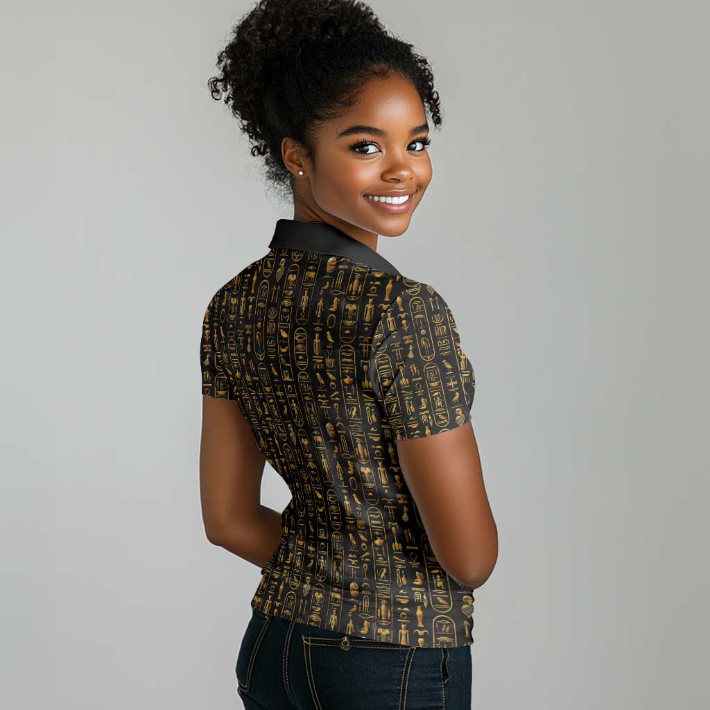 Ankh Horus Scarab Egyptian Women Polo Shirt Ancient Egypt - African Spiritual Legacy - African Pride