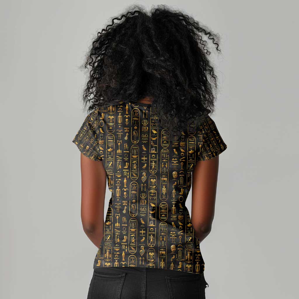 Ankh Horus Scarab Egyptian Women V-Neck T-Shirt Ancient Egypt - African Spiritual Legacy - African Pride