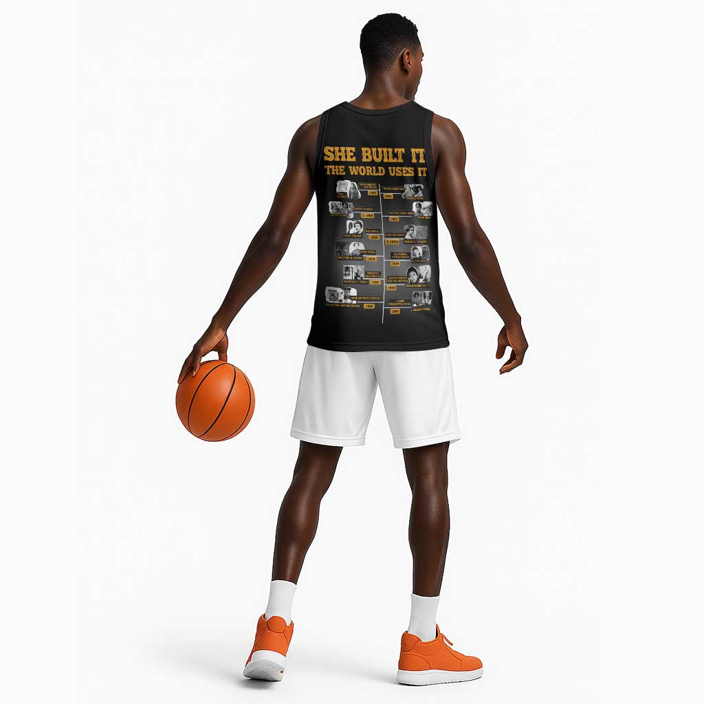 She Built It The World Uses It Basketball Jersey Black Women, Bold Inventions - African Pride