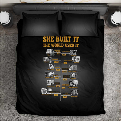 She Built It The World Uses It Bedding Set Black Women, Bold Inventions - African Pride