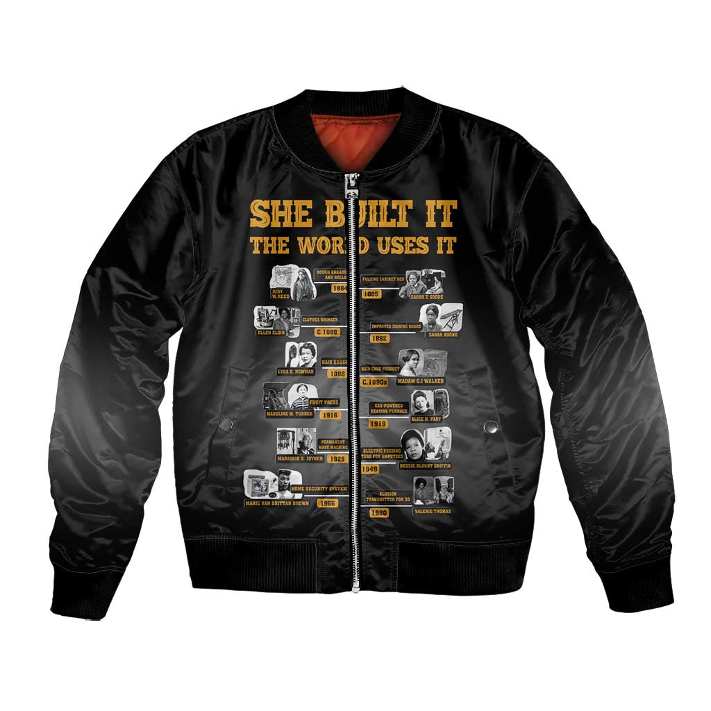 She Built It The World Uses It Bomber Jacket Black Women, Bold Inventions - African Pride