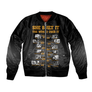 She Built It The World Uses It Bomber Jacket Black Women, Bold Inventions - African Pride