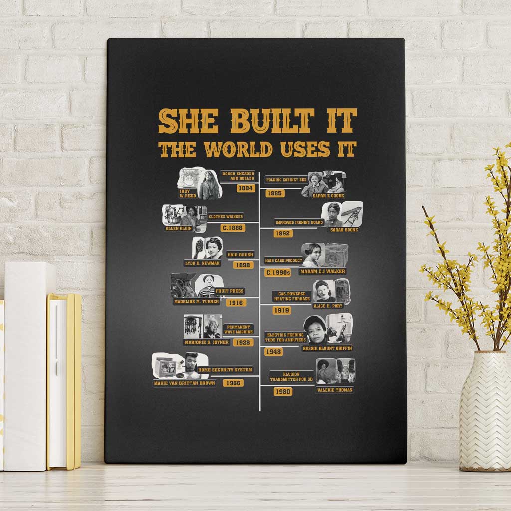 She Built It The World Uses It Canvas Wall Art Black Women, Bold Inventions - African Pride