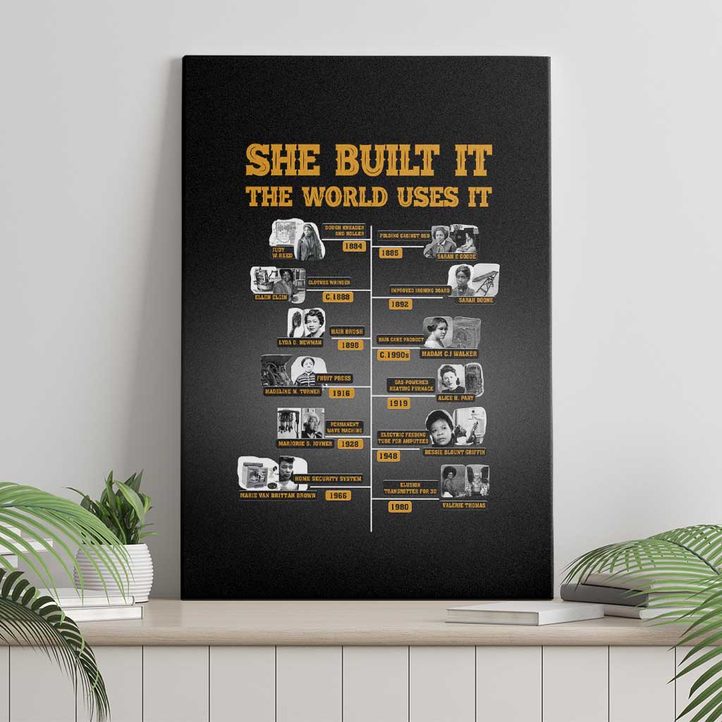 She Built It The World Uses It Canvas Wall Art Black Women, Bold Inventions - African Pride