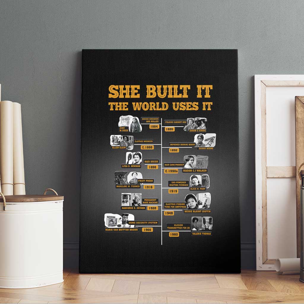 She Built It The World Uses It Canvas Wall Art Black Women, Bold Inventions - African Pride