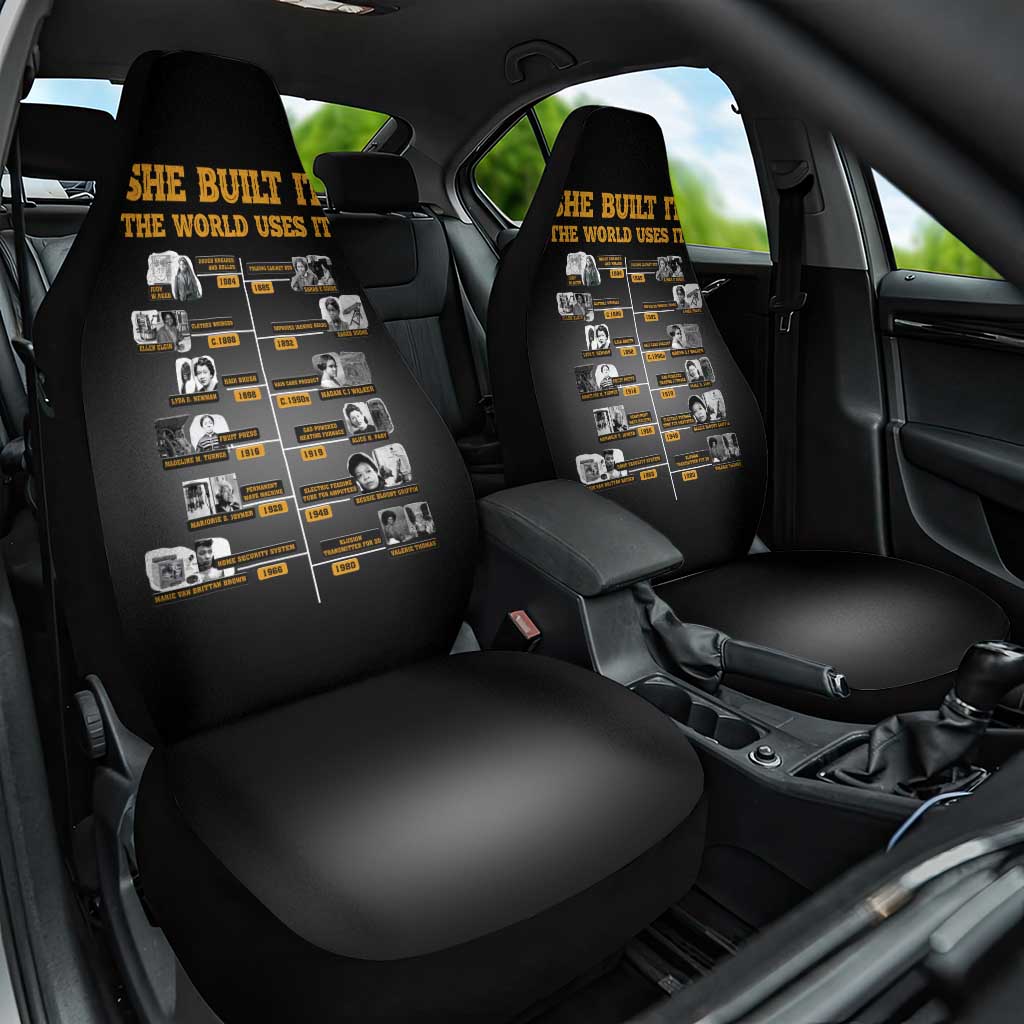 She Built It The World Uses It Car Seat Cover Black Women, Bold Inventions - African Pride