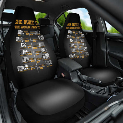 She Built It The World Uses It Car Seat Cover Black Women, Bold Inventions - African Pride