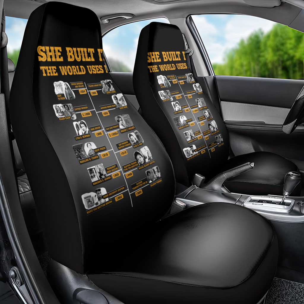 She Built It The World Uses It Car Seat Cover Black Women, Bold Inventions - African Pride