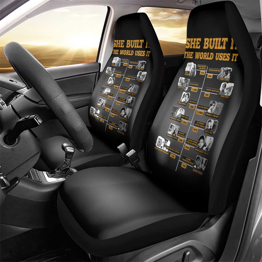 She Built It The World Uses It Car Seat Cover Black Women, Bold Inventions - African Pride
