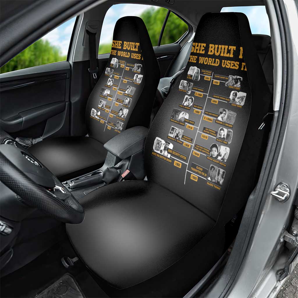 She Built It The World Uses It Car Seat Cover Black Women, Bold Inventions - African Pride